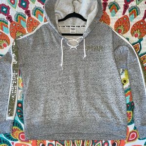 Victoria’s Secret/PINK hooded & cropped bling sweatshirt